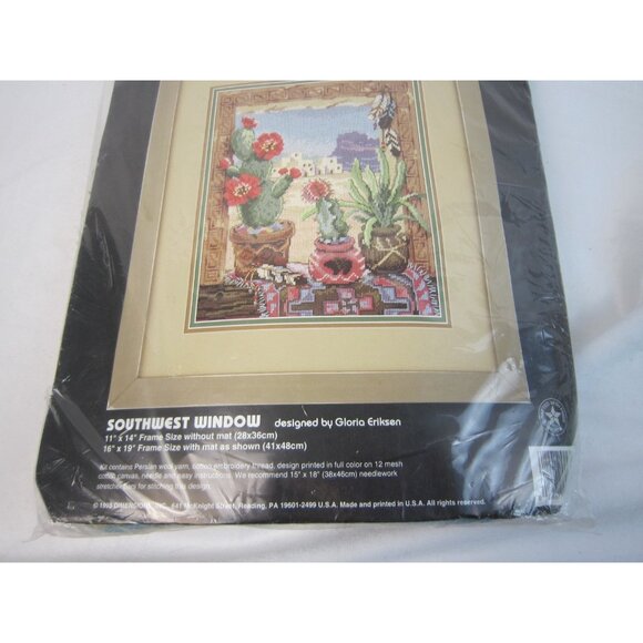 DIMENSIONS 1995 GLORIA ERIKSEN "SOUTHWEST WINDOW" NEEDLEPOINT KIT #2434 - Picture 4 of 12